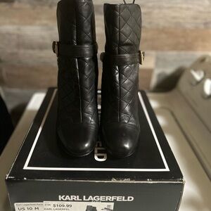 Karl Lagerfeld Quilted Black Heeled Boots